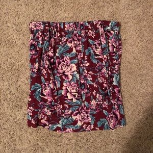 Floral Strapless Top w/ Tie Sleeves